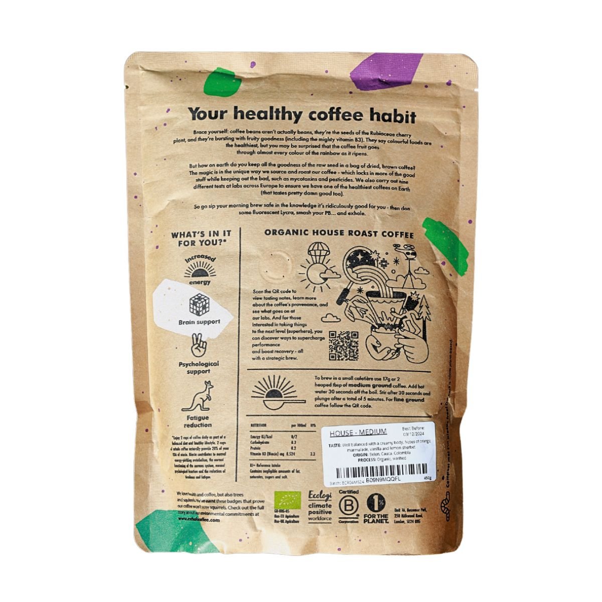 Exhale Organic House Roast – Clean, High - Antioxidant Healthy Coffee - Functional Drinks Club