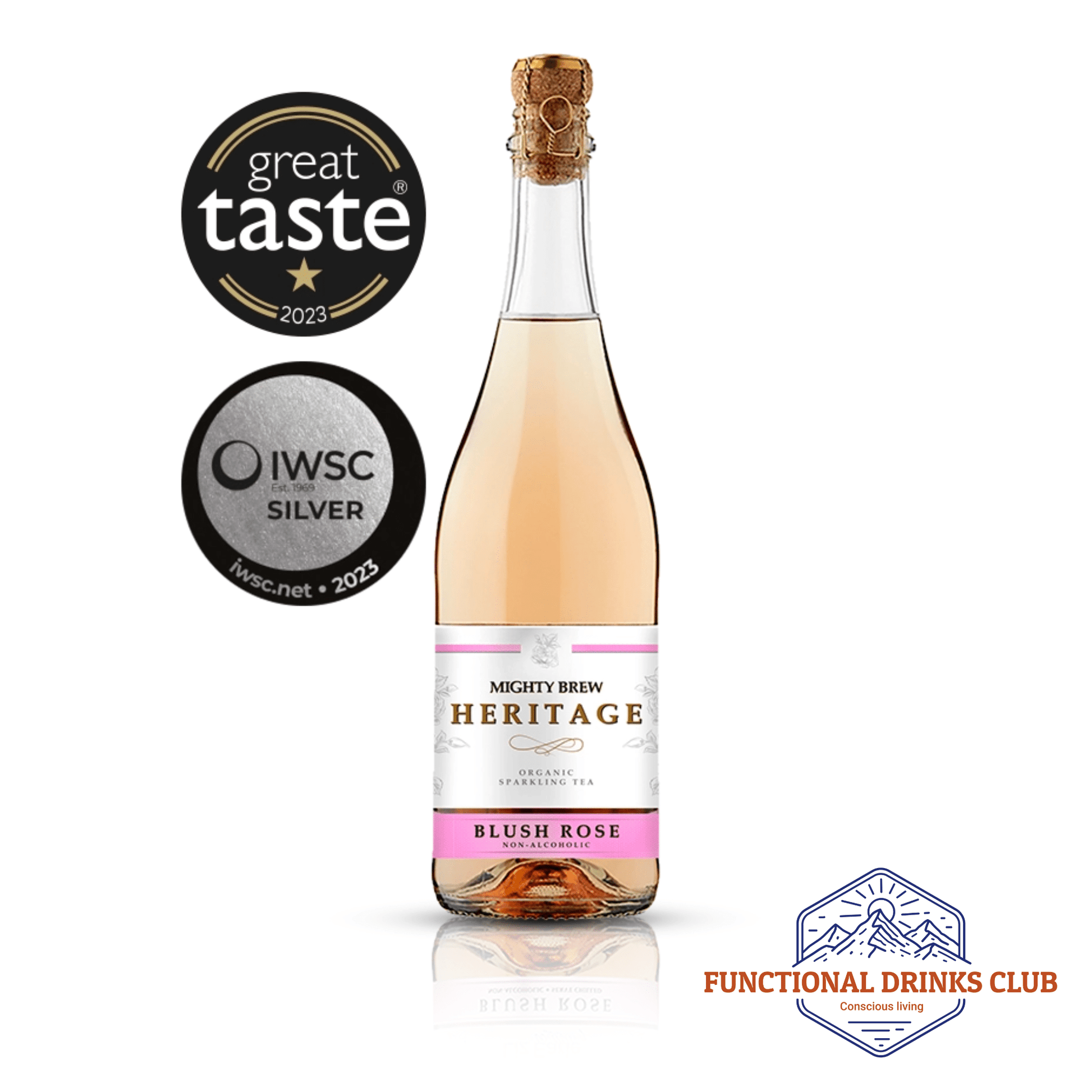 Mighty Brew Heritage Blush Rose | Organic Non - Alcoholic Sparkling Kombucha - Functional Drinks Club