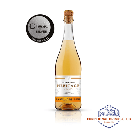 Mighty Brew Heritage Jasmine Bellini | Organic Non - Alcoholic Sparkling Kombucha - Functional Drinks Club