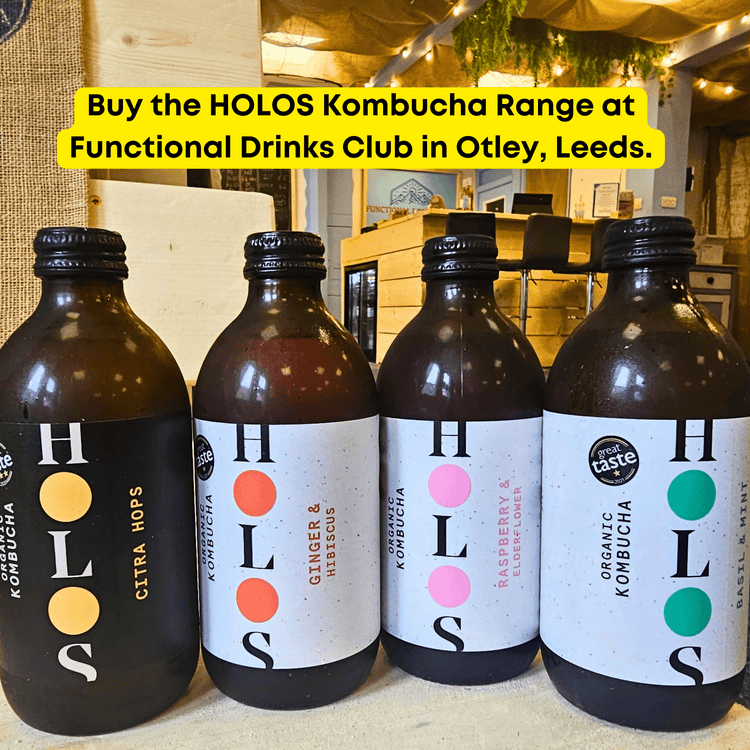 Holos Kombucha range at Functional Drinks Club in Otley