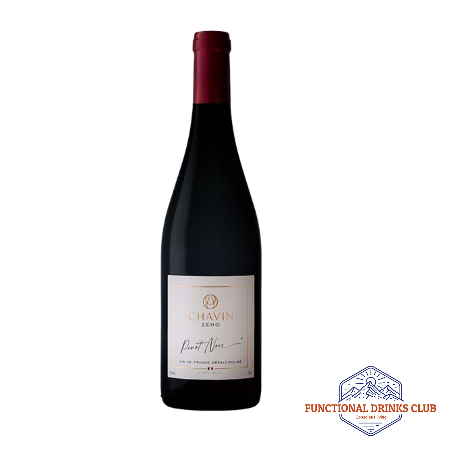 Wine bottle with a label on a white background, featuring 'Chavin' brand.