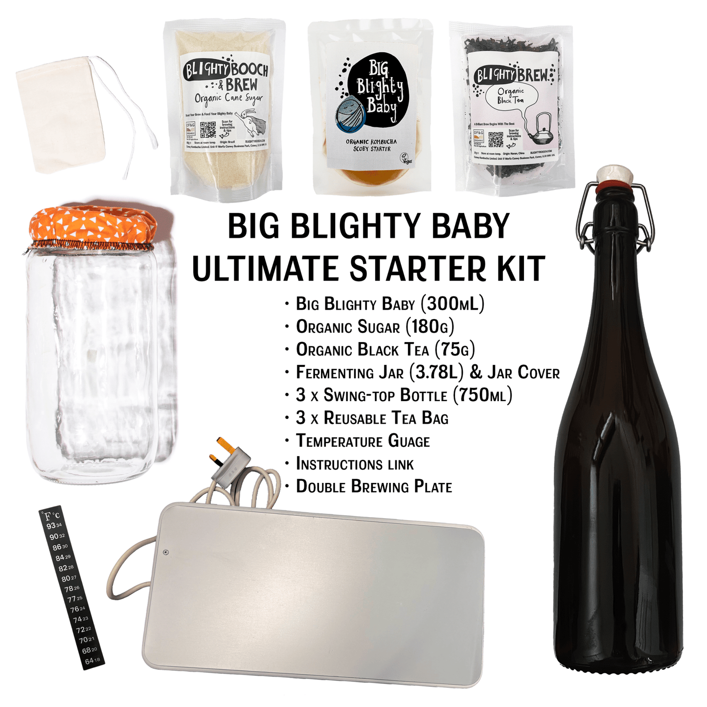 Big Blighty Baby Kombucha Starter Kit (to make 3L) - Functional Drinks Club