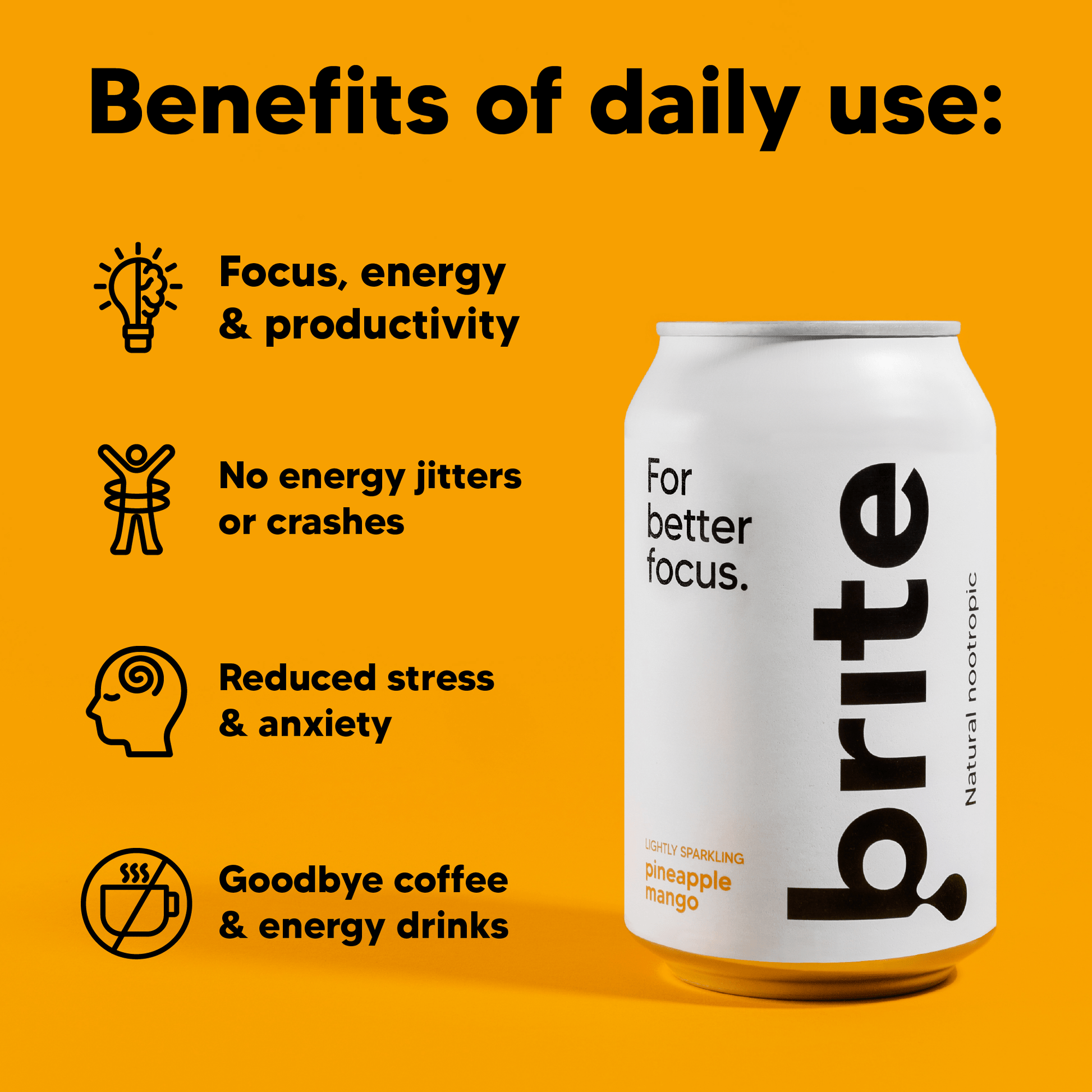 Brite Pineapple & Mango Nootropic Drink – Clean Energy - Functional Drinks Club