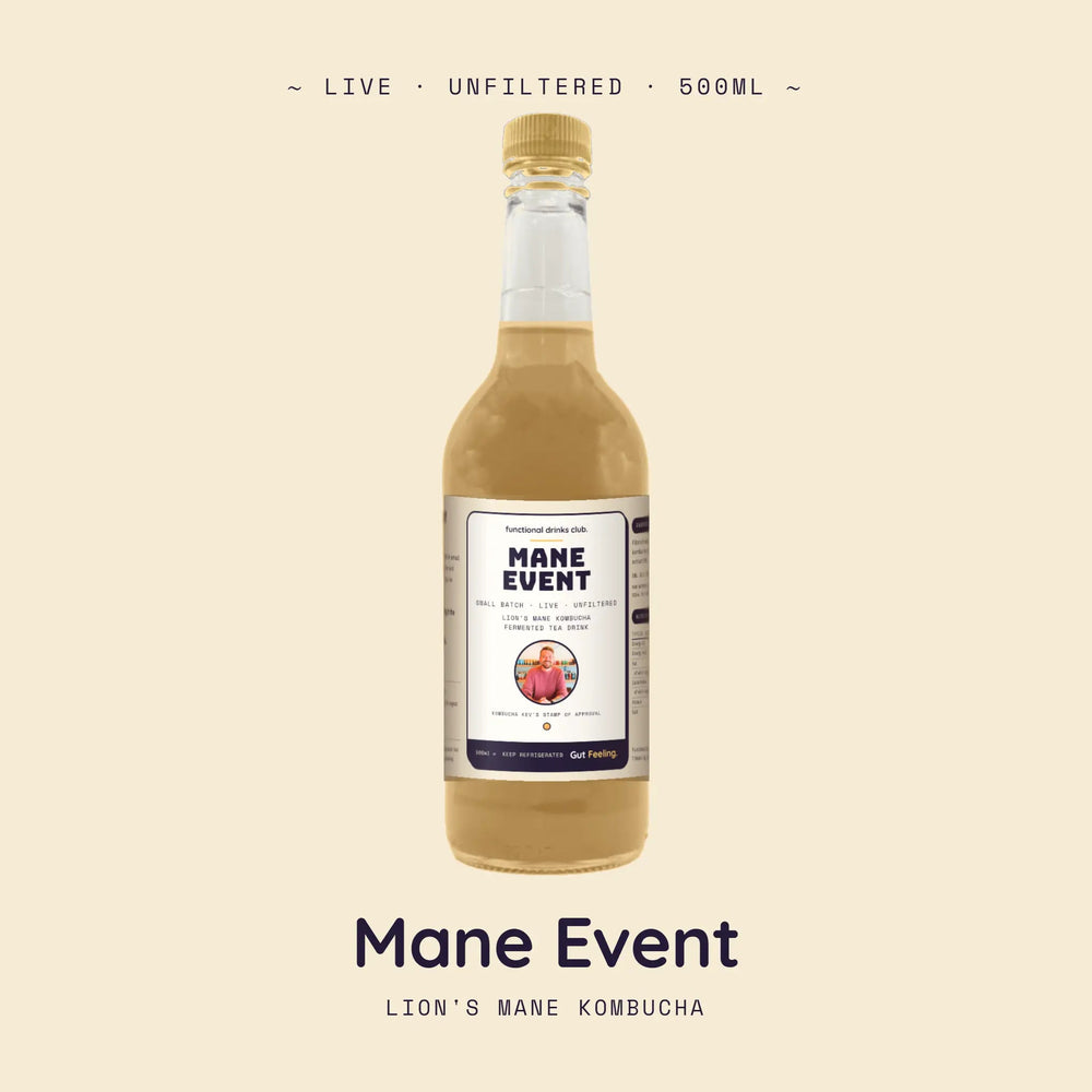 Mane Event Lion's Mane kombucha from Functional Drinks Club