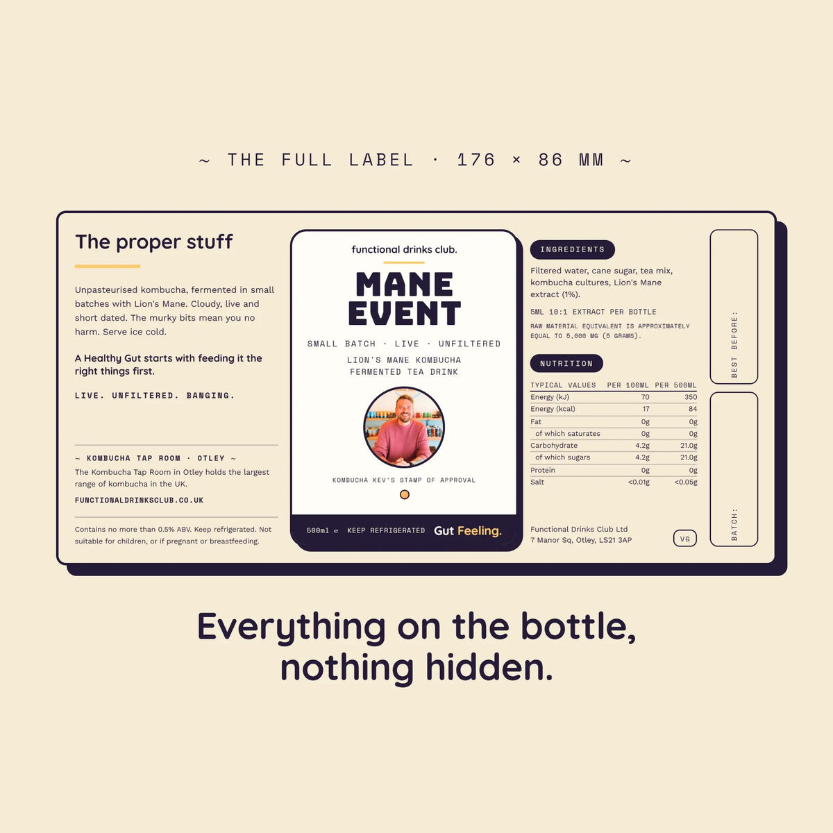 Mane Event | Lion's Mane Kombucha 500ml - Functional Drinks Club