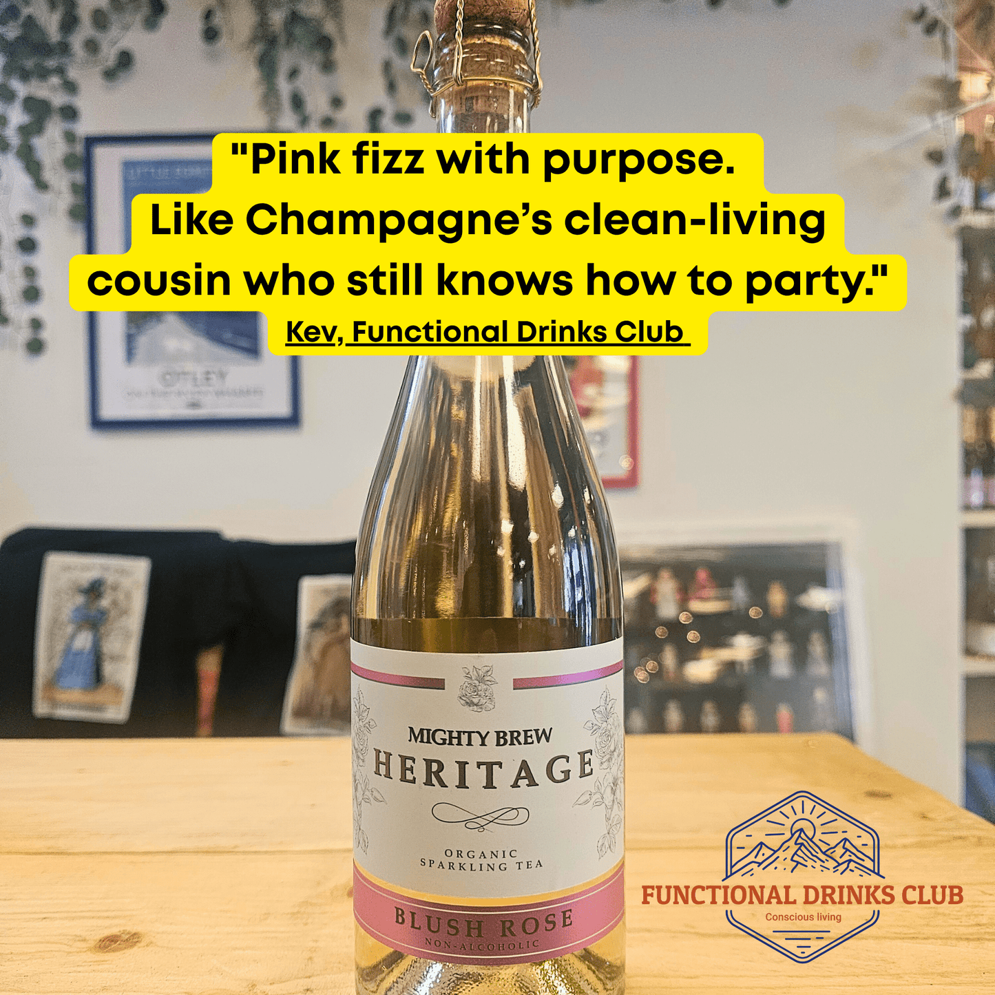 Mighty Brew Heritage Blush Rose | Organic Non - Alcoholic Sparkling Kombucha - Functional Drinks Club