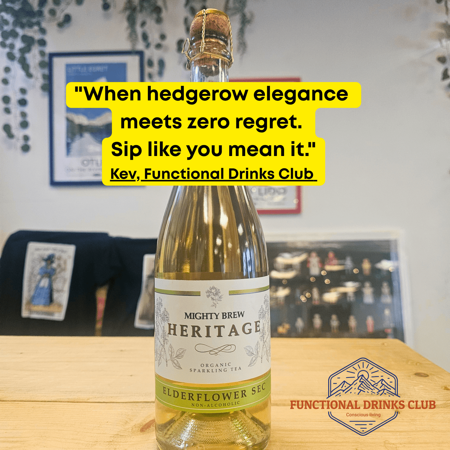 Mighty Brew Heritage Elderflower Sec | Organic Non - Alcoholic Sparkling Kombucha - Functional Drinks Club