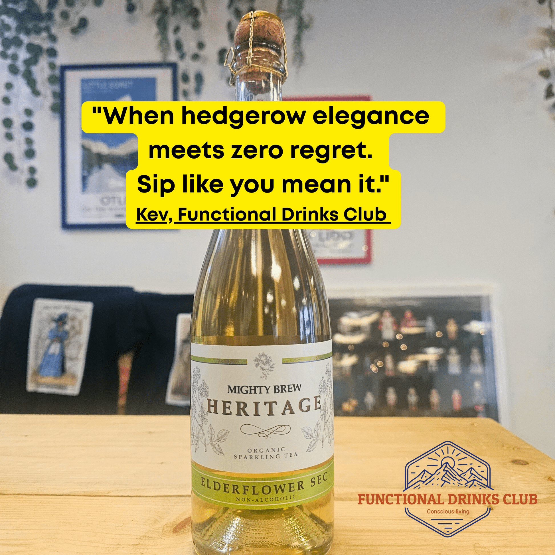Mighty Brew Heritage Elderflower Sec | Organic Non - Alcoholic Sparkling Kombucha - Functional Drinks Club