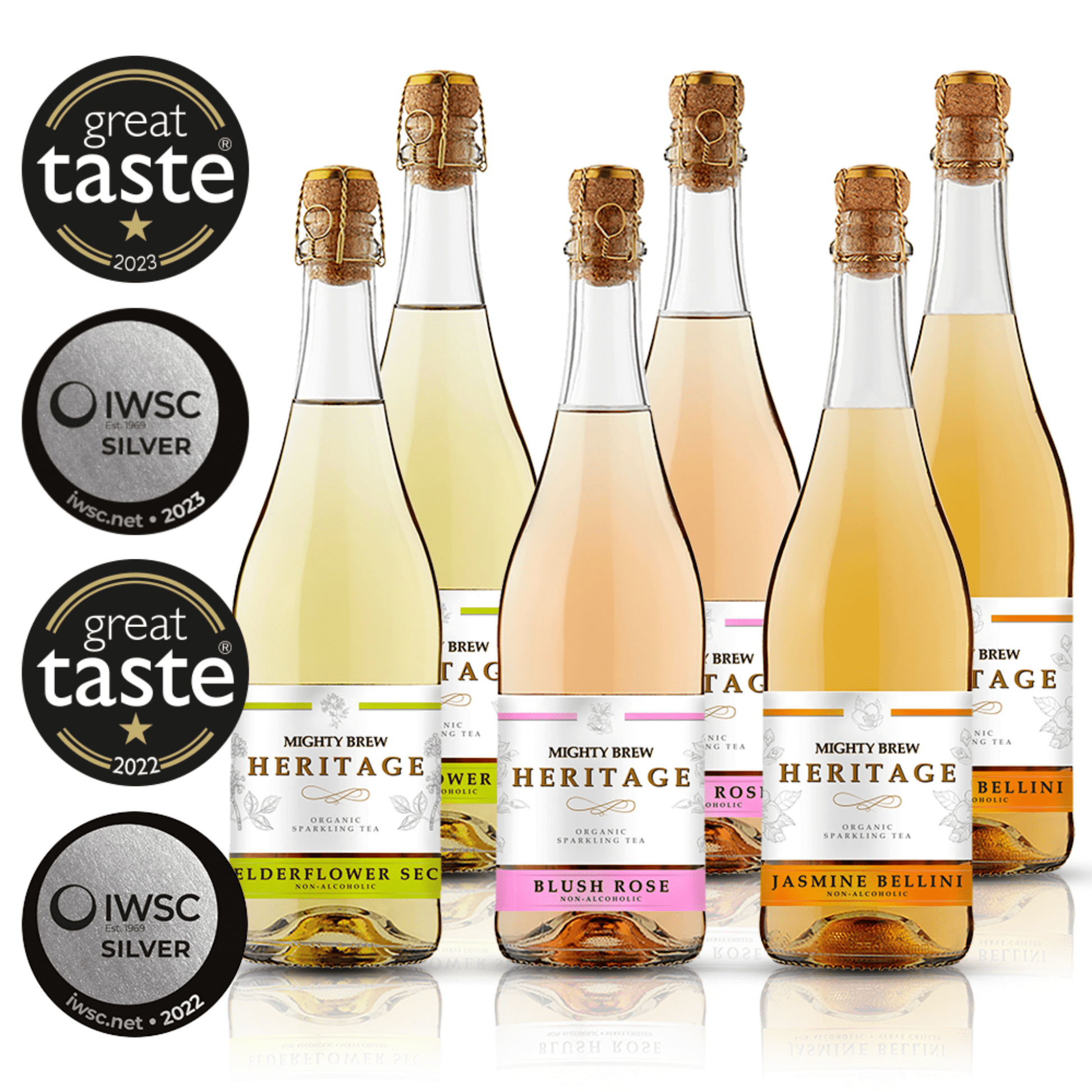 Mighty Brew Heritage Jasmine Bellini | Organic Non - Alcoholic Sparkling Kombucha - Functional Drinks Club