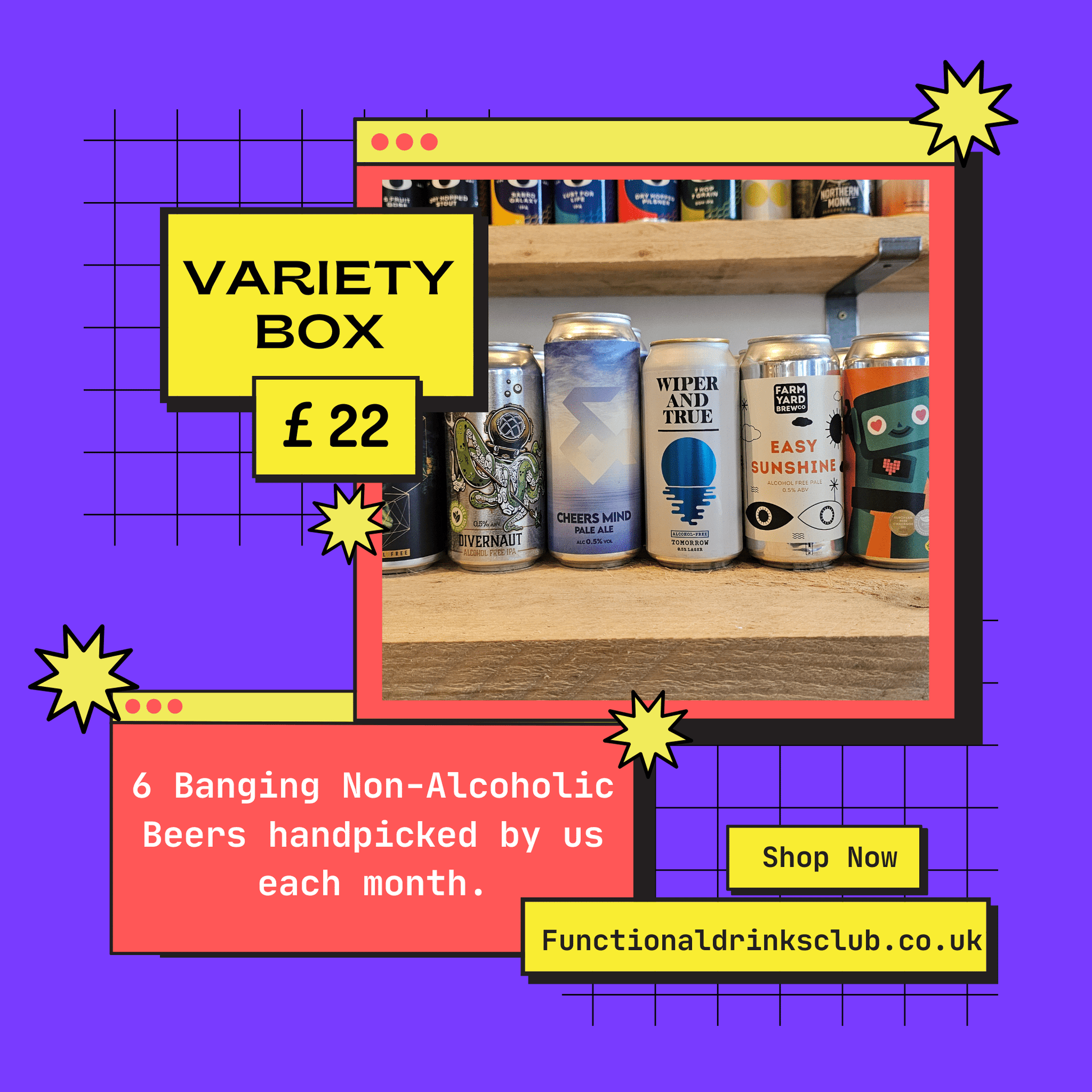 Non - Alcoholic Craft Beer Variety Delivery Box - 6 Pack - Functional Drinks Club