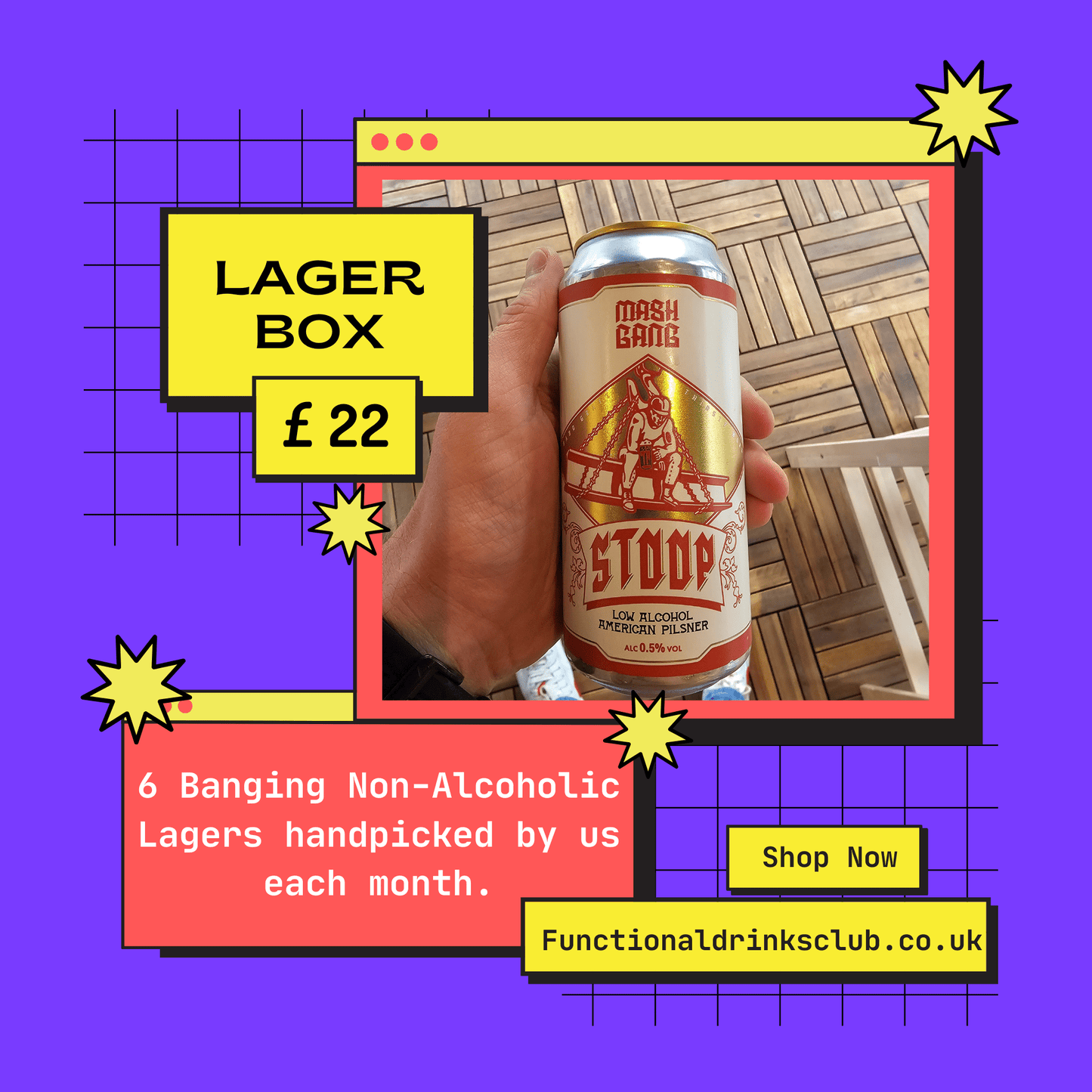 Non - Alcoholic Craft Lager Delivery Box - 6 Pack - Functional Drinks Club