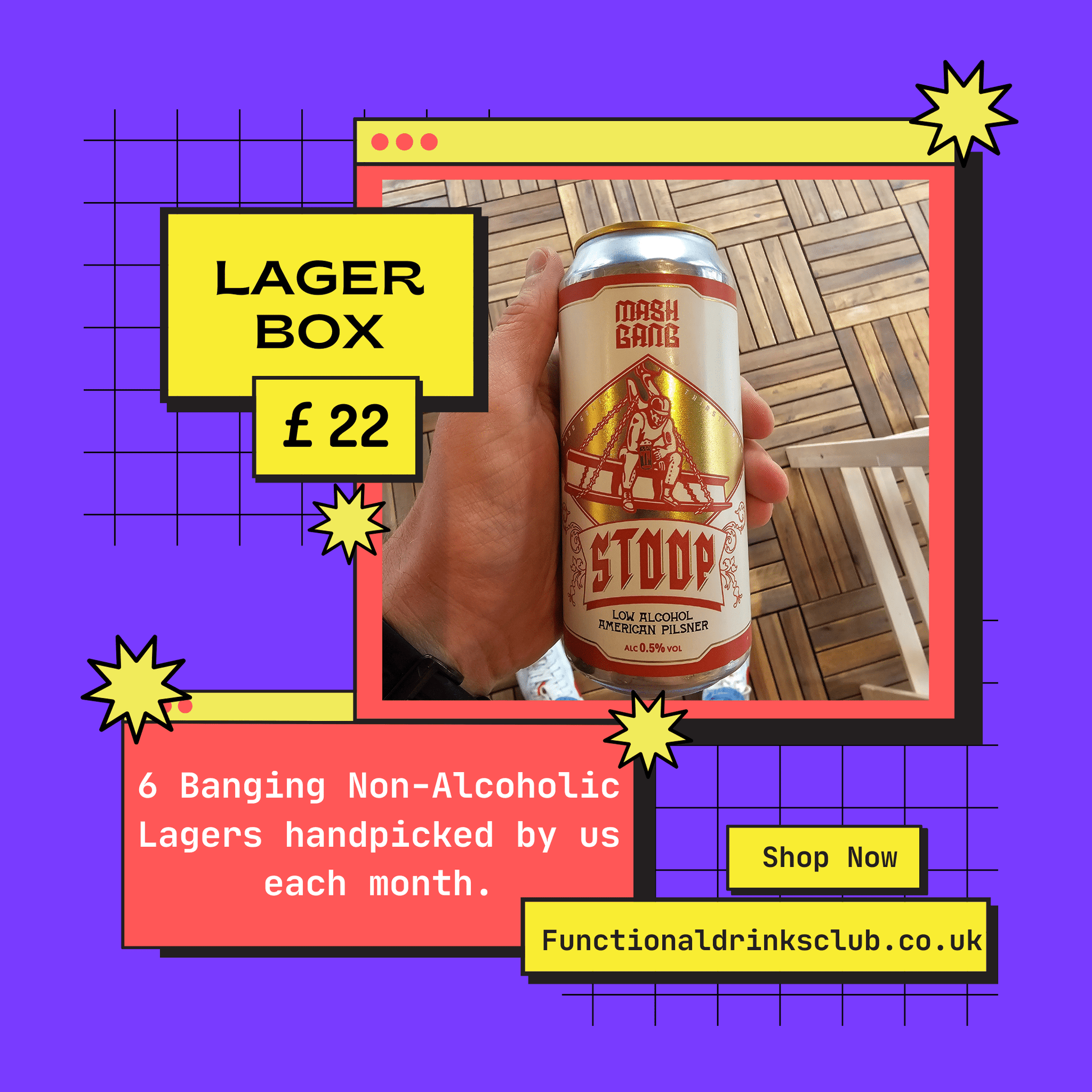 Non - Alcoholic Craft Lager Delivery Box - 6 Pack - Functional Drinks Club