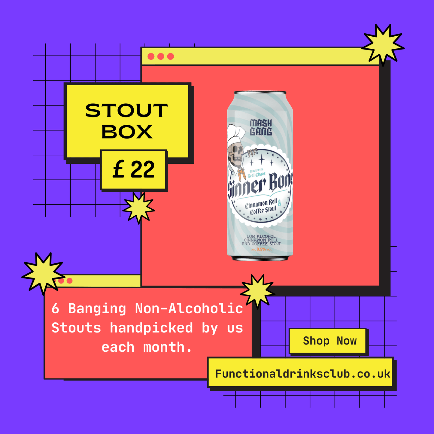 Non - Alcoholic Craft Stout Delivery Box - 6 Pack - Functional Drinks Club