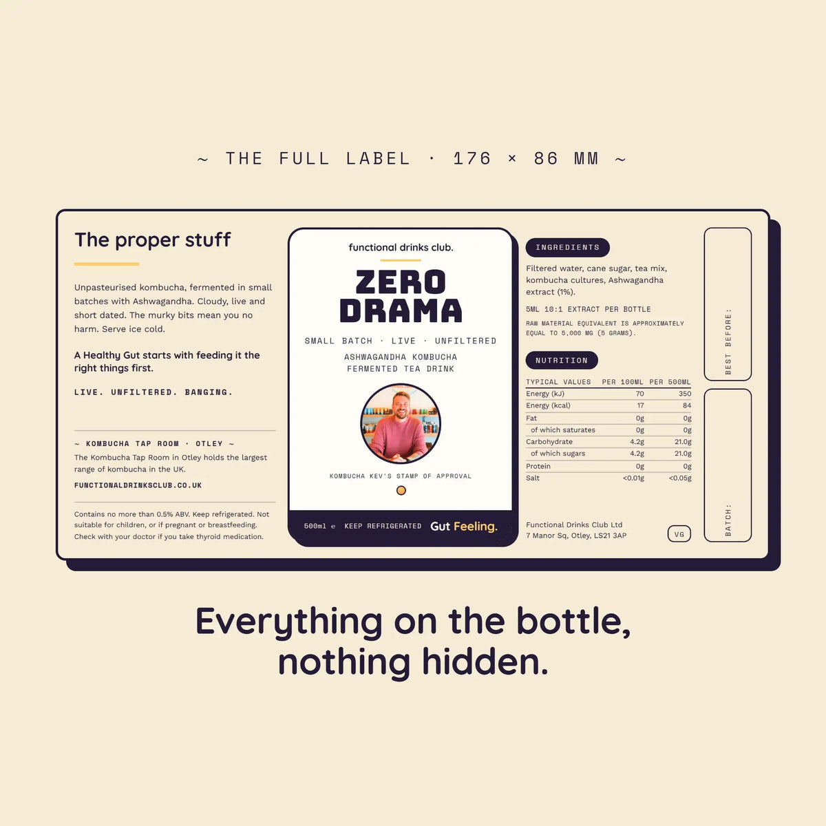 Zero Drama | Ashwagandha Kombucha 500ml - Functional Drinks Club