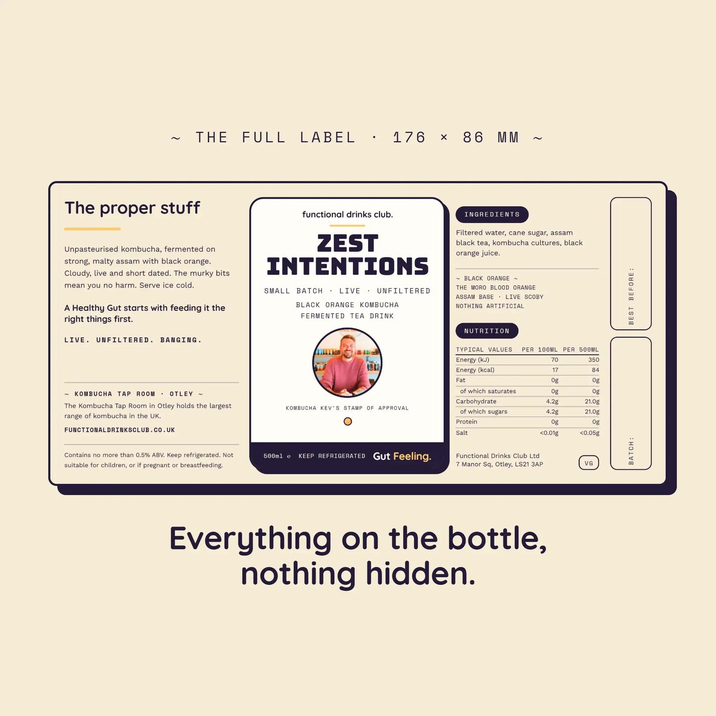 Zest Intentions Black Orange kombucha from Functional Drinks Club