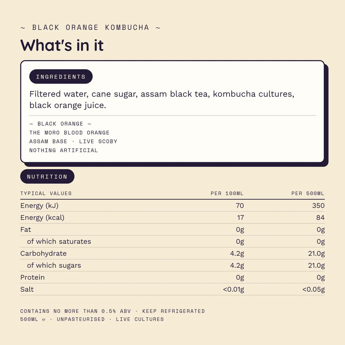 Zest Intentions | Black Orange Kombucha 500ml - Functional Drinks Club